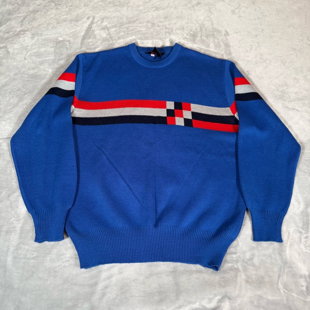 Vintage Hermans Striped Crewneck Sweater Mens XL (Fits Slim L) Acrylic Wool 90s